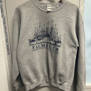 Gildan Gray Falmouth Graphic Crewneck Sweater with Navy Print